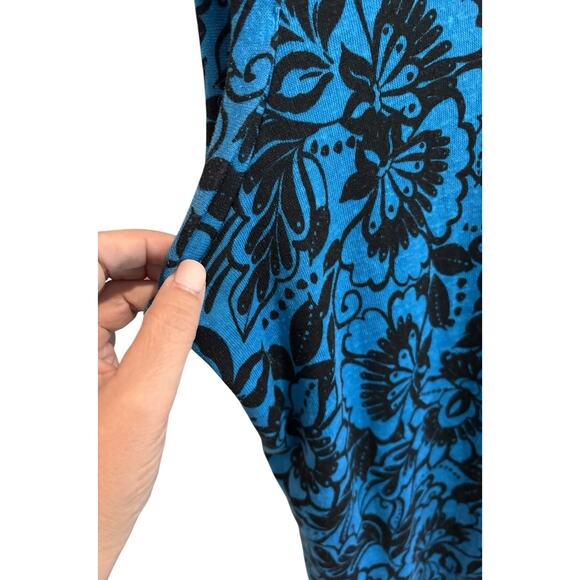 Ella Rafaella Plus Size Eco Floral Print Blue Cuffed Sleeveless Tank Size 1X - Picture 4 of 7